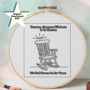 Jemand, den wir lieben, ist im Himmelschaukelstuhl-Stickerei-Muster