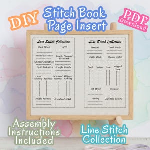 装飾ラインステッチブックページ - 布にプリント - 手刺繍パターン - 25ステッチコレクション - DIY