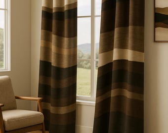Neutral Marble Wave Sheer Window Curtain | Rustic Beige Wavy Panel