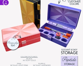 Vial and Syringe Travel Case with Latch • Personalized 3D Printed Peptide Storage Box • Compact Organizer for 3mL Vials & Insulin Syringes