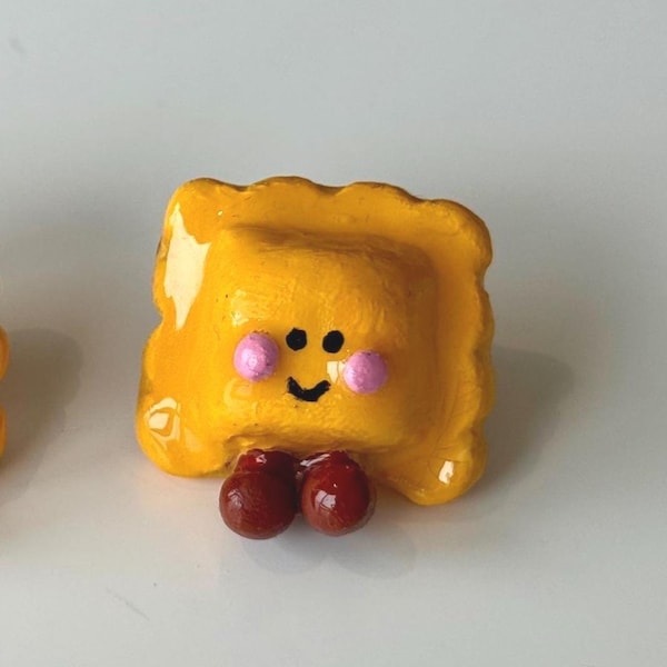 Happy Ravioli (1 Pc) | Handmade Clay Pin or Magnet