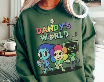 Bluza retro gamer, okrągły dekolt Dandy's World z kreskówkowym nadrukiem