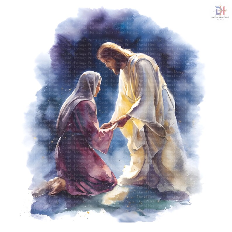 Jesus and Mary Magdalene Watercolor Art Prints, Resurrection Morning ...