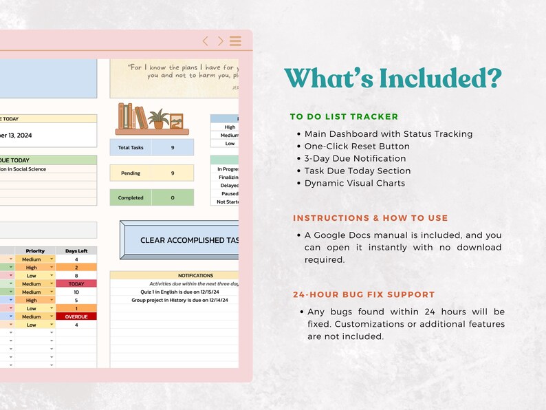 To Do List Task Tracker Google Sheets Productivity Planner With ...