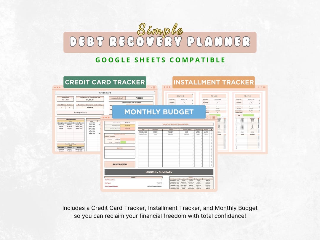 Debt Recovery Planner Google Sheets | Credit Card & Installment Tracker ...