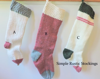 Hand Knit Rustic Simple Hand Knit Christmas Stockings for 2023 delivery