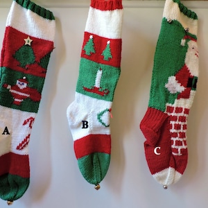 Hand Knit Traditional Christmas Stockings - 3 styles to choose from. Order now for 2025 delivery.