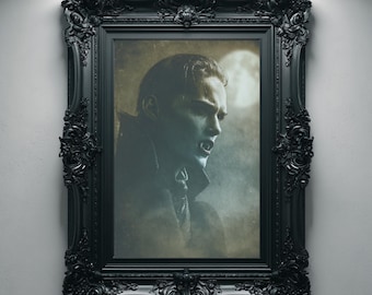 Viktorianischer Vampir Profil druckbare Wandkunst, Gothic Filmischen Porträt, Dark Academia Dekor, digitaler Download