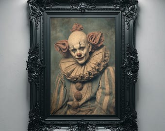 不気味なピエロのアート、ビンテージのサーカスの顔、ホラーピエロの