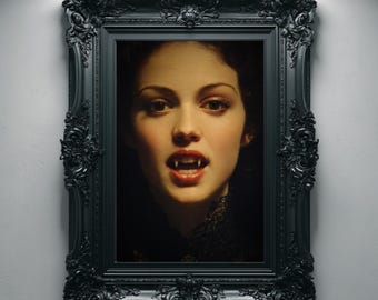 Viktorianischer Vampir Portrait Druck, Gothic Ölgemälde druckbare Wandkunst, Dark Romance Decor