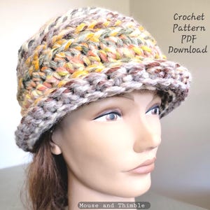 Bulky Ribbed Allyn Hat Easy Crochet Pattern, Thick Rolled Brim Beanie Coney Island, Baby to Extra Large Adult, Printable Download PDF-1603