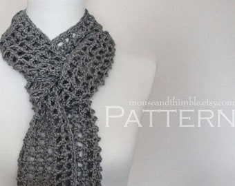 Open Mesh Scarf Crochet PATTERN, Simple Easy Beginner Photo Tutorial, Skinny Fisherman Net Unisex Style, Basic Design, Printable PDF-1206
