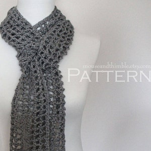 Open Mesh Scarf Crochet PATTERN, Simple Easy Beginner Photo Tutorial, Skinny Fisherman Net Unisex Style, Basic Design, Printable PDF-1206