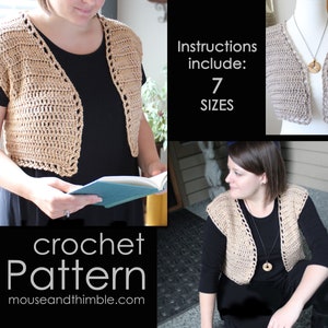 Easy Crochet PATTERN Sleeveless Open Front Vest, Crop to Short or any Long Length, Small through Plus Sizes, Bolero Shrug, Download PDF-3345 image 1