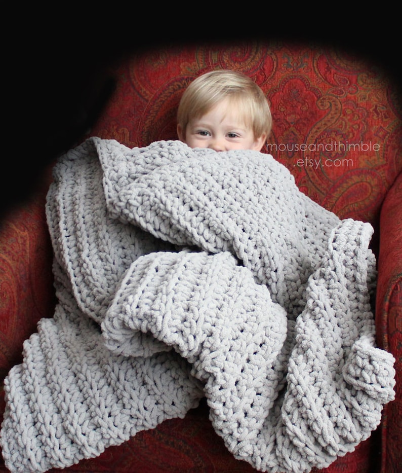 Quick & Easy Blanket Crochet PATTERN, Bulky Chunky Thermal Ribbed Afghan Throw, Baby through Adult Oversize, 5 Sizes, Tutorial, PDF-3072 image 7