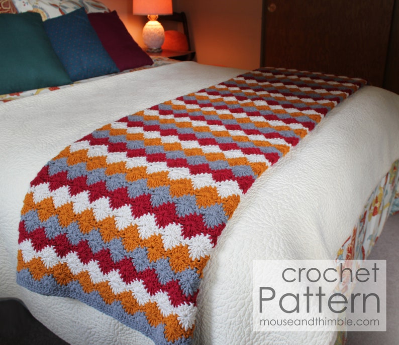 Harlequin Diamond Stripe Blanket, Crochet PATTERN with Multiple, 4 Color Accent Throw, Any Size Afghan, Instant Printable Download, PDF-2622 image 2