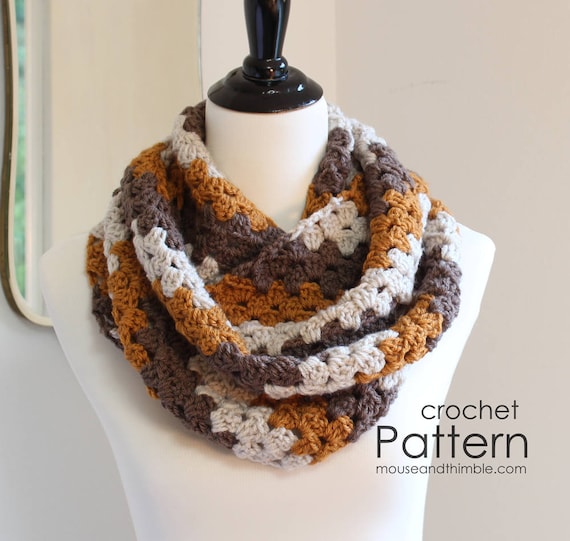 Colorful Loop Scarf Crochet PATTERN, Quick and Easy Infinity Cowl