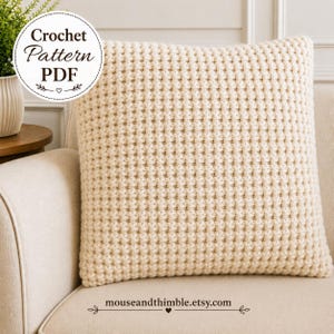 Bulky Pillow Crochet PATTERN, Quick Chunky Cushion Cover, Easy Simple Basic Stitches, Beginner Tutorial, Printable Download, PDF-1820