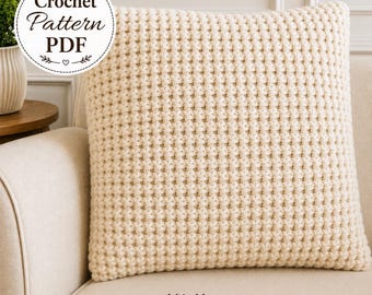 Bulky Pillow Crochet PATTERN, Quick Chunky Cushion Cover, Easy Simple Basic Stitches, Beginner Tutorial, Printable Download, PDF-1820