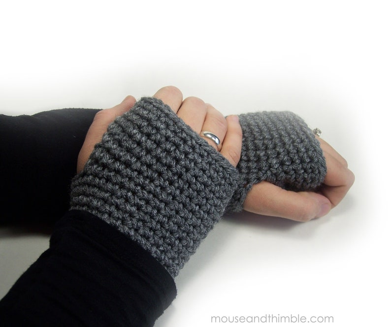 Easy Wrist Warmer Crochet PATTERN, Plain Cuff Mitts Fingerless Gloves, Unisex Style 3 Adult Sizes, Small to Extra Large, Download, PDF-1010 image 3