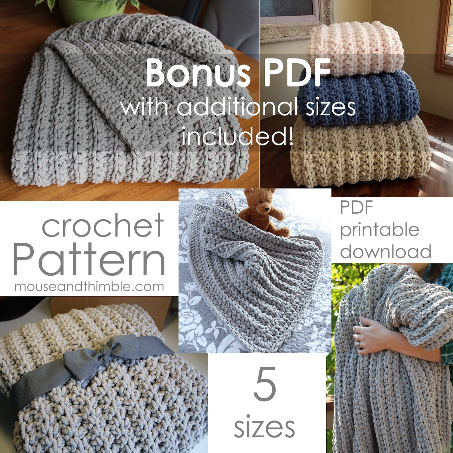 Easy Plush Blanket Crochet PATTERN Big Bulky Fisherman Fleece - Etsy