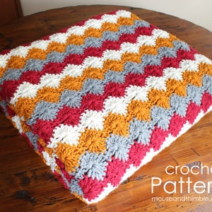 Harlequin Diamond Stripe Blanket, Crochet PATTERN with Multiple, 4 Color Accent Throw, Any Size Afghan, Instant Printable Download, PDF-2622 image 1