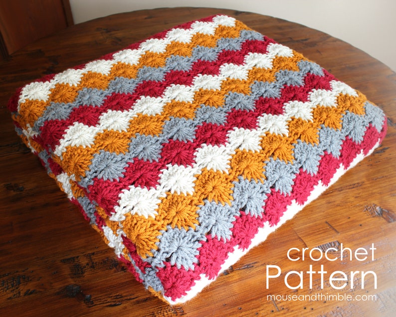 Harlequin Diamond Stripe Blanket, Crochet PATTERN with Multiple, 4 Color Accent Throw, Any Size Afghan, Instant Printable Download, PDF-2622 image 1