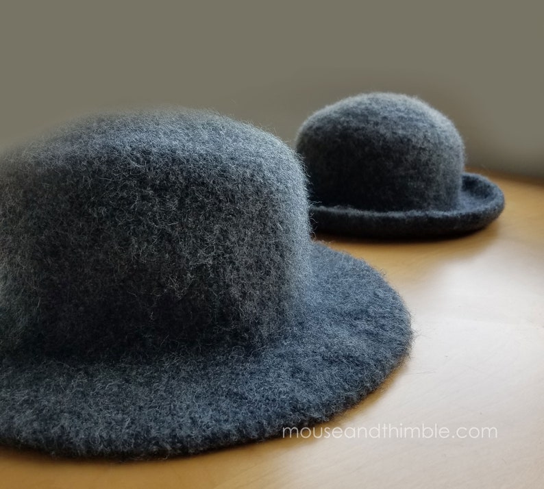 Felted Wool Hat Crochet PATTERN Flat Brim or Rolled Edge Etsy