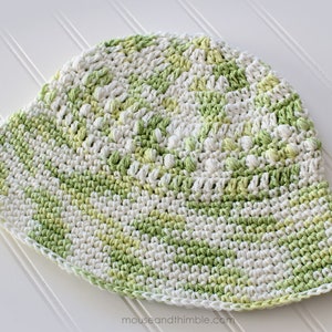 Wide Brim Bucket Hat Crochet PATTERN, Easy Cool Key Lime Cotton Sunhat, 3 Sizes for Children and Adults, Tutorial, Download, PDF-1650 image 3