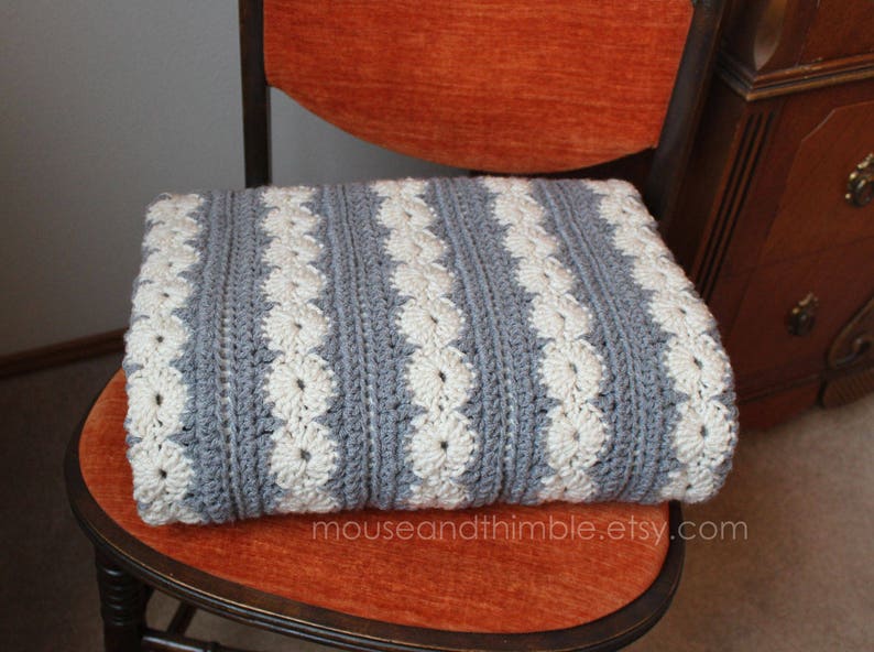 Afghan Blanket Easy Crochet PATTERN 2 Color Circle Stripe