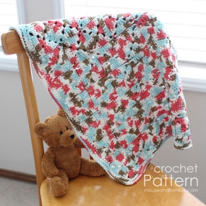 Tiny Granny Square Blanket Crochet PATTERN, Baby to Toddler or Any Size, Cool Cotton Lotus Patch Afghan Throw, Printable Download, PDF-2241 image 5