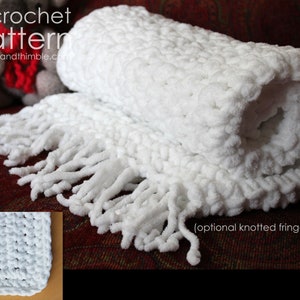 Bulky Baby Blanket Security Lovey PATTERN, Quick Easy Single Crochet Stitch, Chunky Fleece with Optional Fringe, Beginner Tutorial, PDF-2621 image 1