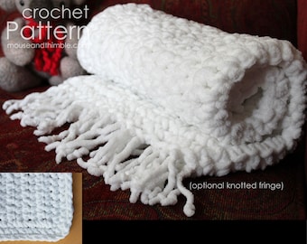 Bulky Baby Blanket Security Lovey PATTERN, Quick Easy Single Crochet Stitch, Chunky Fleece with Optional Fringe, Beginner Tutorial, PDF-2621