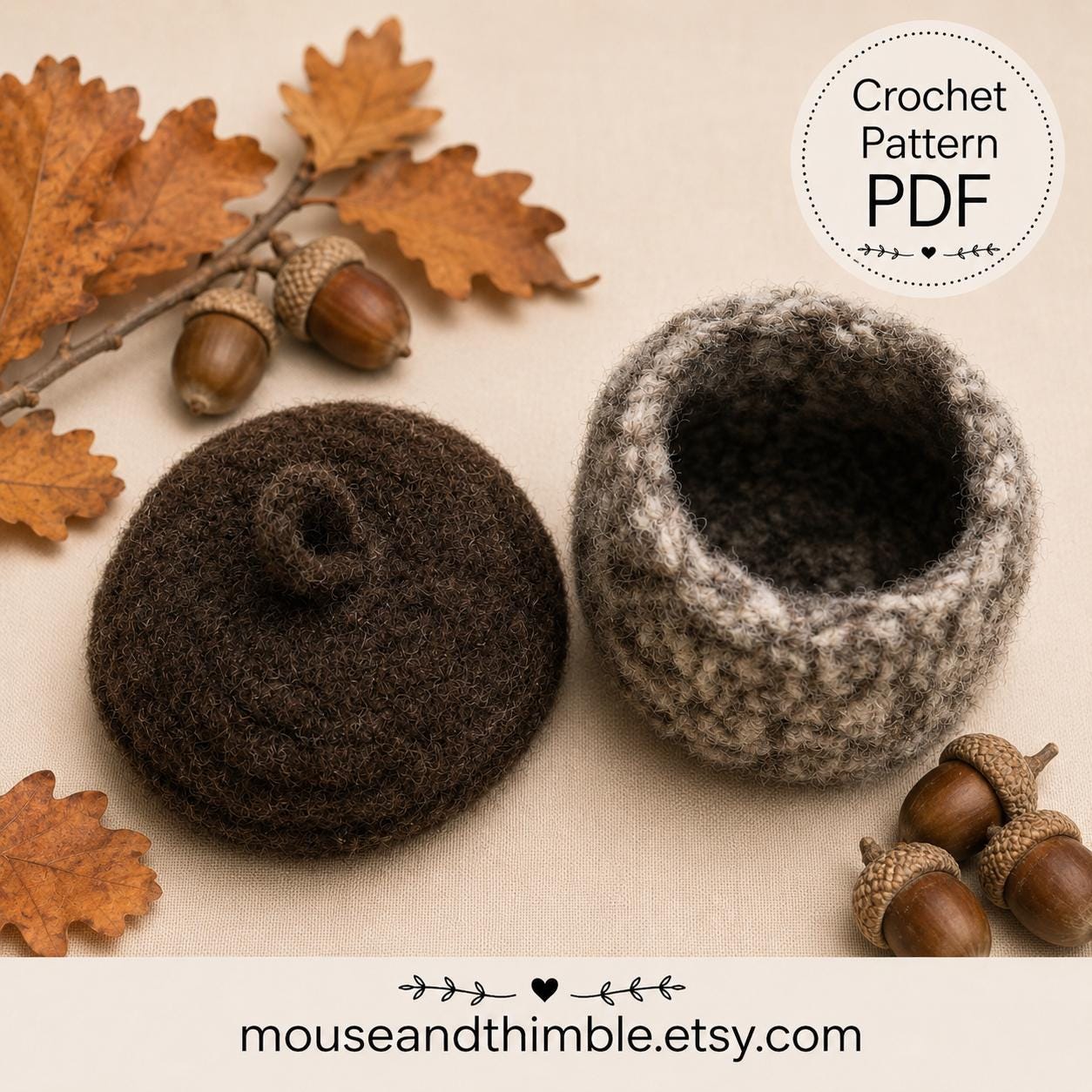 Felted Wool Acorn Crochet