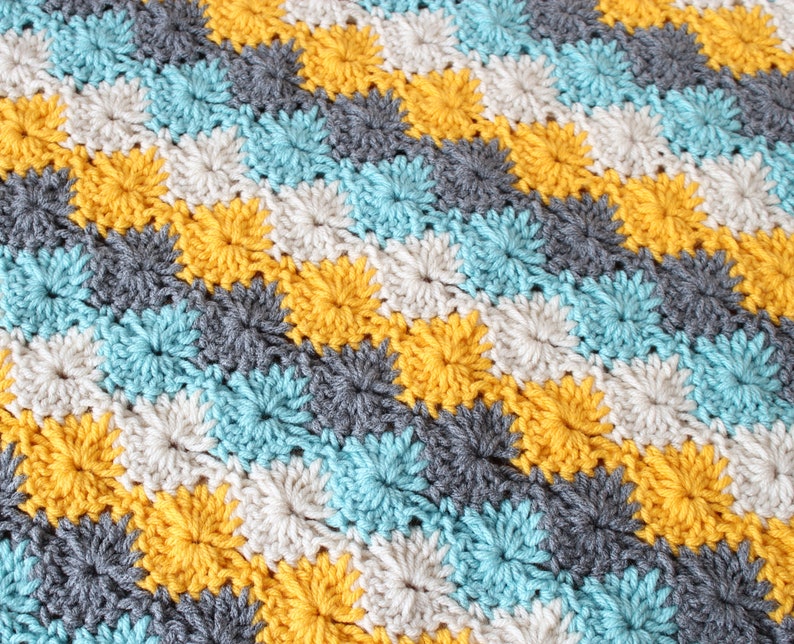 Harlequin Diamond Stripe Blanket, Crochet PATTERN with Multiple, 4 Color Accent Throw, Any Size Afghan, Instant Printable Download, PDF-2622 image 8