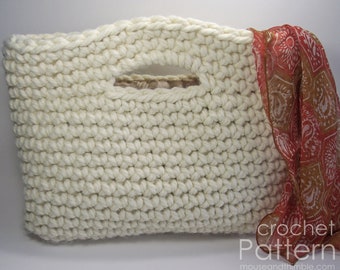 Easy Crochet Tote Bag PATTERN, Chunky Basket Houston Handbag, Large Two Handle Clutch, Beginner Friendly Tutorial, Download, PDF-1410