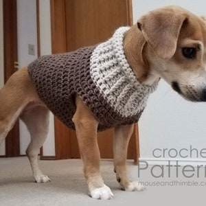 Easy Dog Sweater Crochet PATTERN, Seamless Earhart Bomber Design, Small to Medium Breeds, 5 Sizes, Instant Download, Printable PDF-1214