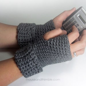 Easy Wrist Warmer Crochet PATTERN, Plain Cuff Mitts Fingerless Gloves, Unisex Style 3 Adult Sizes, Small to Extra Large, Download, PDF-1010 image 5