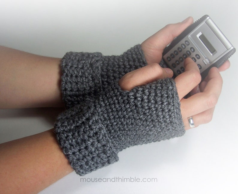 Easy Wrist Warmer Crochet PATTERN, Plain Cuff Mitts Fingerless Gloves, Unisex Style 3 Adult Sizes, Small to Extra Large, Download, PDF-1010 image 5