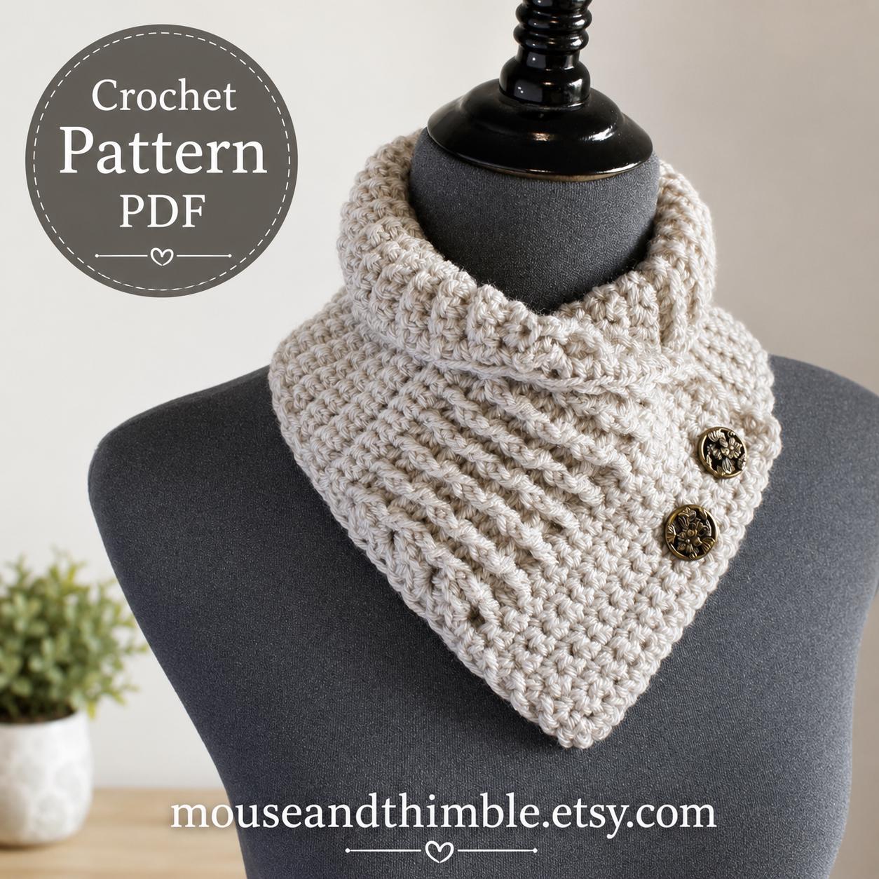 40 Neck Warmer Crochet Patterns for Cozy, Wearable Layers 32 Buttoned Neck Warmer Crochet
