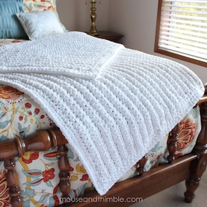 Quick & Easy Blanket Crochet PATTERN, Bulky Chunky Thermal Ribbed Afghan Throw, Baby through Adult Oversize, 5 Sizes, Tutorial, PDF-3072 image 8