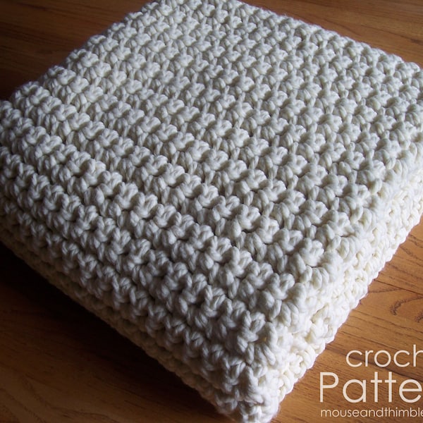 All Single Crochet Blanket PATTERN, Quick & Easy Bulky Throw, Oversize plus Multiple Sizes, Photo Tutorial, Beginner, PDF-4860 (+ PDF-2450)