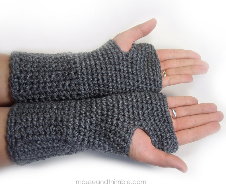 Easy Wrist Warmer Crochet PATTERN, Plain Cuff Mitts Fingerless Gloves, Unisex Style 3 Adult Sizes, Small to Extra Large, Download, PDF-1010 image 4