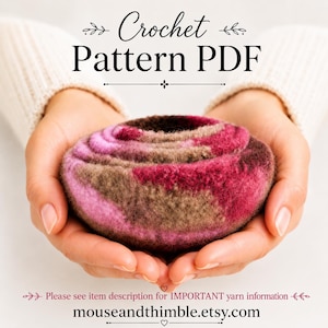 Felted Wool Bowls Crochet PATTERN, Small Graduating Nesting Baskets, Easy Felting Instructions, Printable Instant Download, PDF-2545