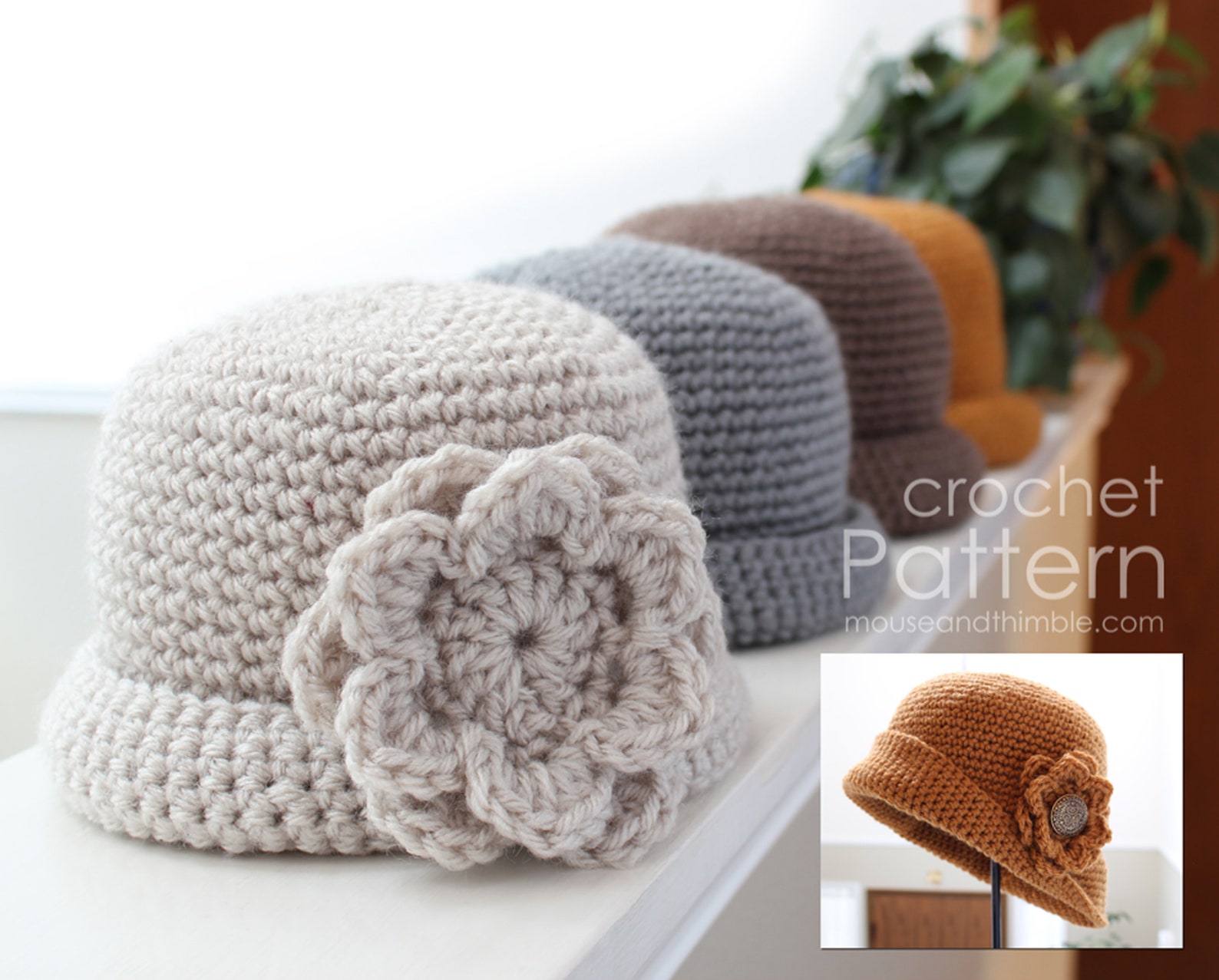 Crochet Hat & Flower PATTERN Infant to Adult Sizes Easy Etsy