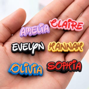 Custom Name Shoe Charms Set of 5 | Personalized PVC Clog Pins | Custom Text Shoe Accessories | Cute Mouse Ear Name Tags | Gift for Kids