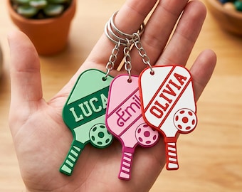 Benutzerdefinierter Name Pickleball Schlüsselanhänger, Paddel Form, personalisiertes Sport Geschenk für Spieler