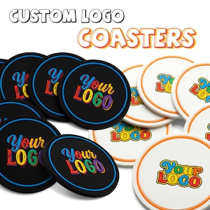Custom Logo Coasters | Personalized Drink Coasters for Business & Wedding | Bulk Promotional Bar Merch | Corporate Event Party Favors | 3.5"