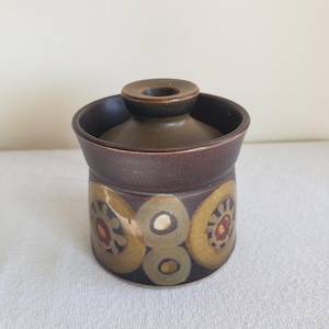 Vintage Denby Arabesque Lidded Jam Jar Condiment Pot Mid Century Modern