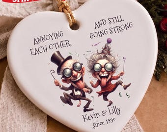 Personalized Old Couple Christmas Ornament, Annoying Each Other, Custom Names